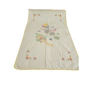 Vintage‎ Cross Stitch Baby Crib Blanket Disney Dumbo The Elephant